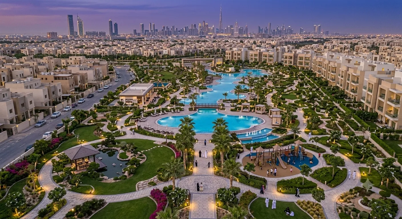 تنسيق حدائق مجمع سكني في المرابع العربية - دبي